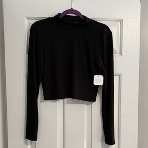Altar'd State Black Long Sleeve Crop Top